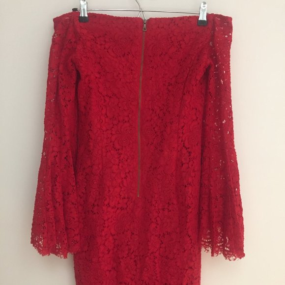 NEW REVOLVE Bardot Solange Red Lace Dress S - Picture 4 of 7